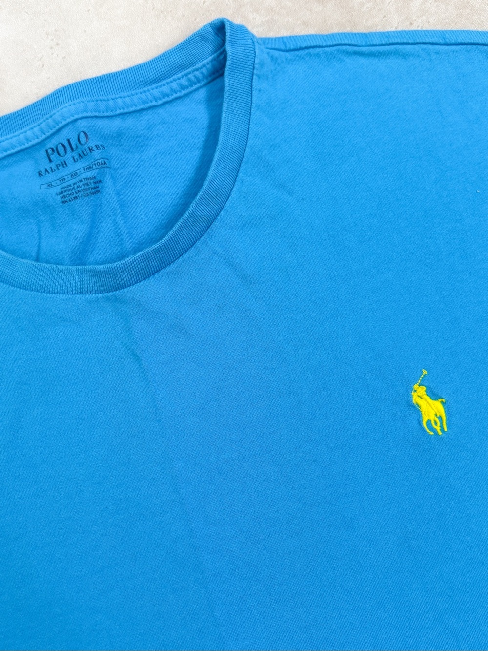 Polo Ralph Lauren Blue Crewneck T-Shirt XL Neon Blue Pony Logo Preppy Casual